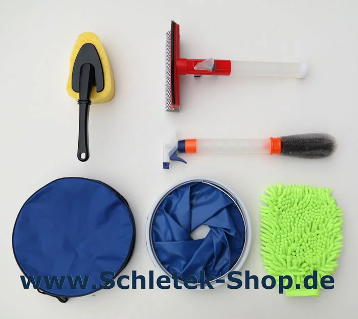 Autopflege Set mit Falteimer und Korallen-Waschhandschuh